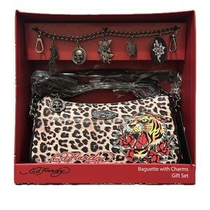 Ed Hardy Leopard Print Clutch with Charms